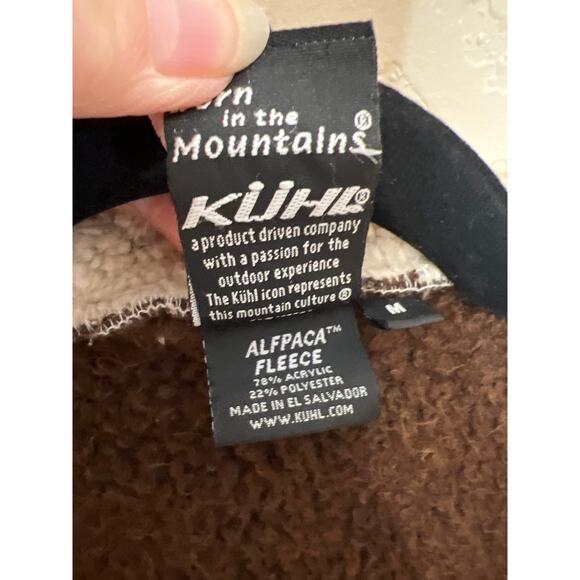 Kuhl size M jacket brown/cream zip up hooded soft cozy **flaws see photos - Picture 8 of 10